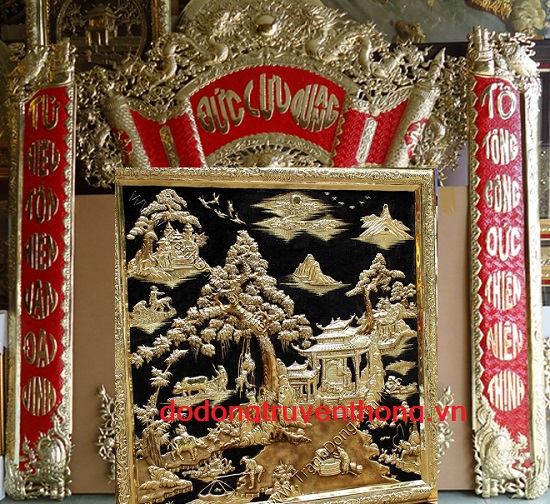 bộ tranh đồng thờ cúng gia tiên
